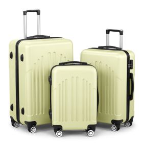 Curved Vertical Pattern Three In One ABS&PC Luggage (Option: Cream Yellow)