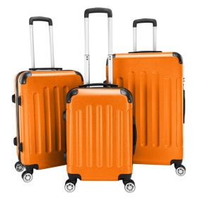3-in-1 ABS Trolley Case 20 Inches, 24 Inches, 28 Inches Orange (Color: Orange)