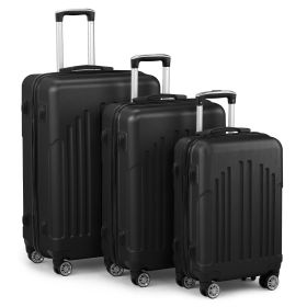 Three In One ABS PC Suitcase 20in 24in 28in Suitcase (Color: Black)