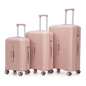 20  24  28  3 Pcs  Set In ABS Spinner Wheel Luggage, Carry On Suitcase, Matching Color, TSA Combination Lock (Color: Pink)