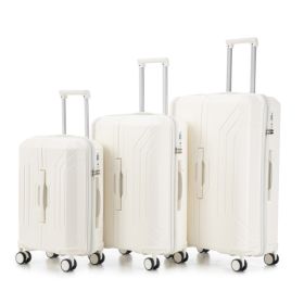 20  24  28  3 Pcs  Set In ABS Spinner Wheel Luggage, Carry On Suitcase, Matching Color, TSA Combination Lock (Color: White)