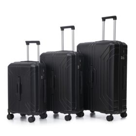 20  24  28  3 Pcs  Set In ABS Spinner Wheel Luggage, Carry On Suitcase, Matching Color, TSA Combination Lock (Color: Black)