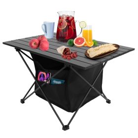 1Pc Foldable Camping Table With Storage Basket Rustproof Portable Aluminum Alloy Roll-Up Camping Table With Carrying Bag For Camping Hiking BBQ P (Option: M Size)